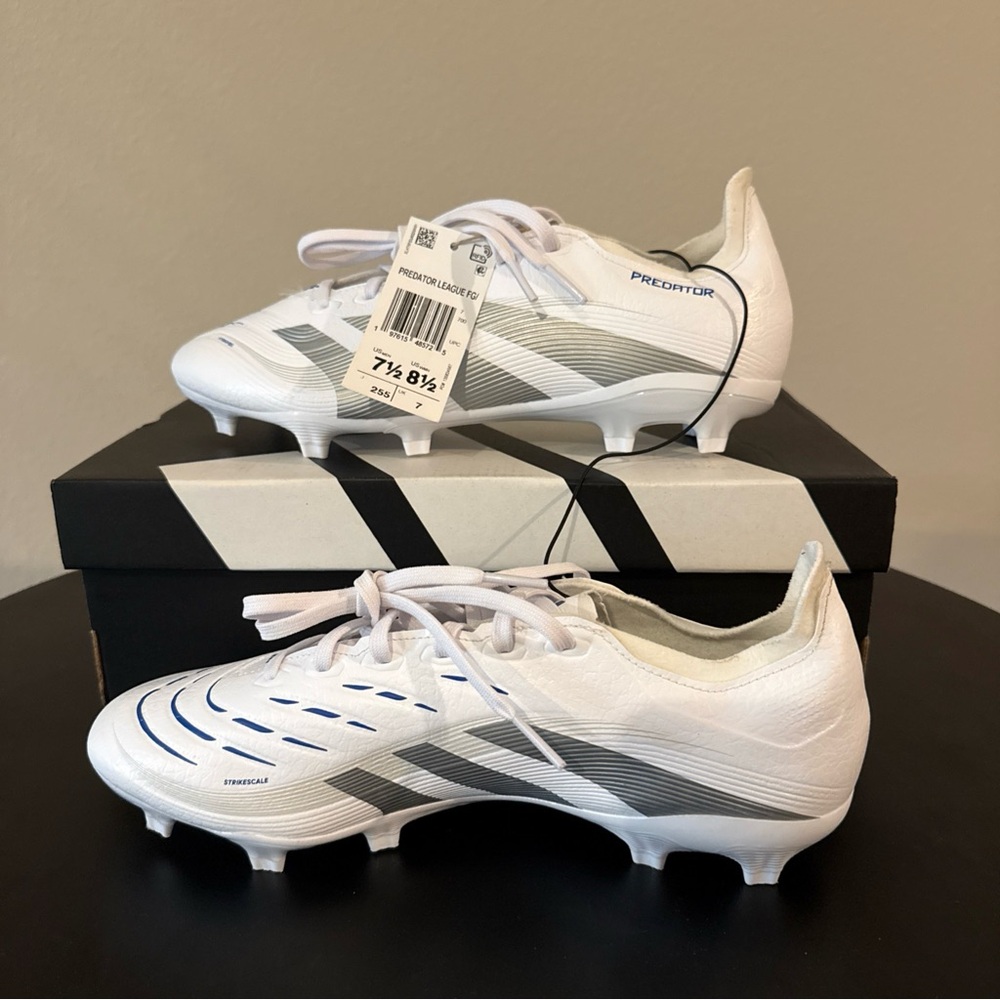 Adidas Predator Soccer Cleats White/Grey/Royal - Unisex M7.5 W8.5